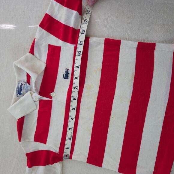 Vintage Lacoste Red/White Striped Shirt 3t/4t - Picture 6 of 7